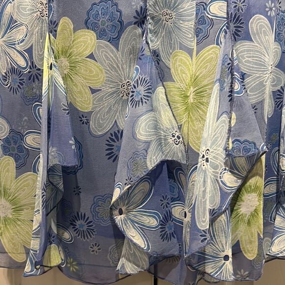 S.L.B. 100% Silk Blue & Green Pull On Skirt Size Small - Picture 6 of 10